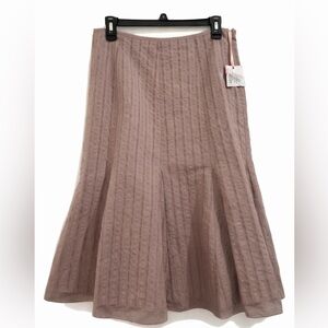 Intuitions Brown Textured Seersucker Skirt Size 6 NWT Lined Feminine Midi Style